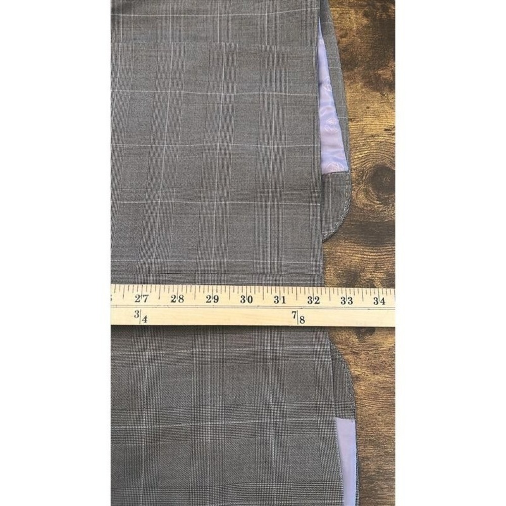 Sean John Mens Gray Glen Plaid Two Button Blazer Sport Coat 44L Wool Blend - Picture 9 of 12